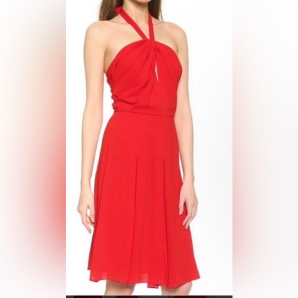 Red Halter Midi Dress